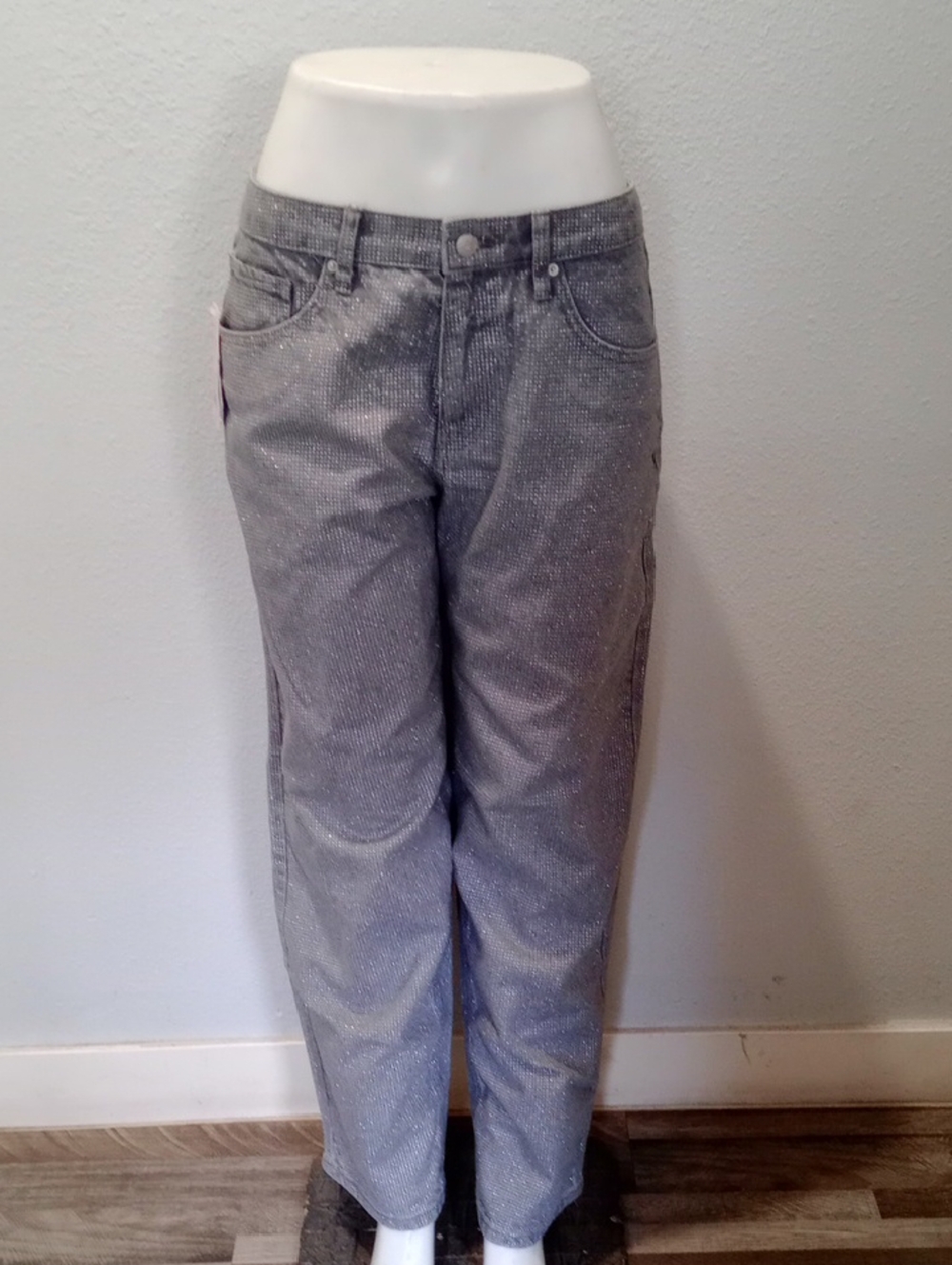 wild fable Silver Sparkle Straight-Leg Jeans